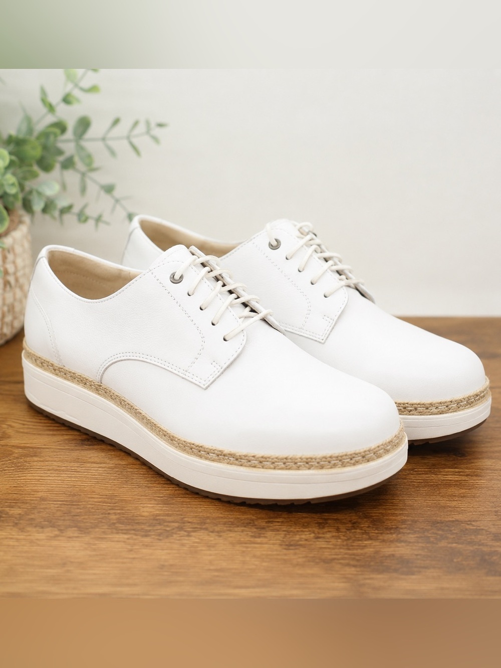 Clarks Teadale Rhea White Leather Platform Oxford Comfort Shoes Women’s 10